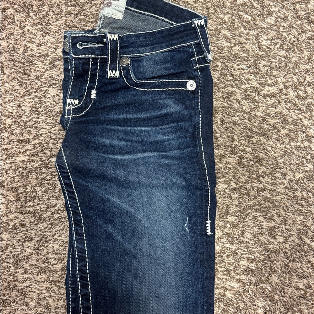 Big Star Liv Straight Indigo Jeans with Contrast Stitching
